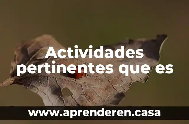 Actividades pertinentes que es