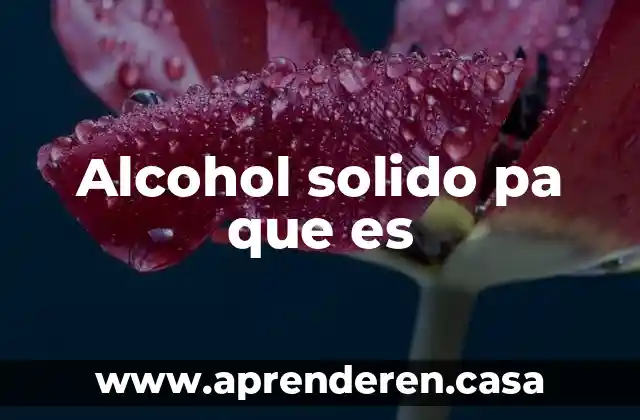 Alcohol solido pa que es