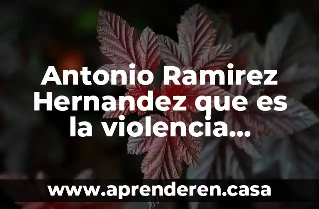 Antonio Ramirez Hernandez que es la violencia intrafamiliar que es in proyecto temático pan