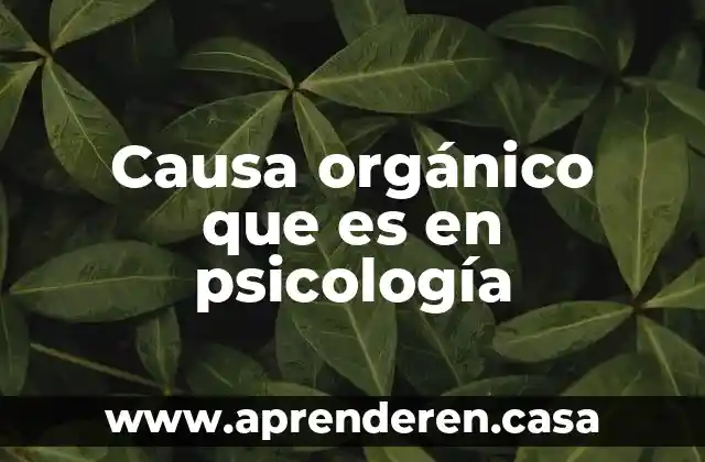 Causa orgánico que es en psicología