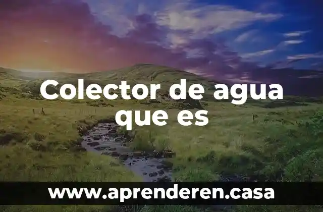 Colector de agua que es
