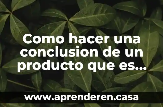 Como hacer una conclusion de un producto que es viable