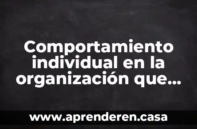 Comportamiento individual en la organización que es