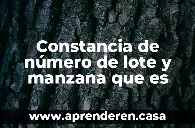 Constancia de número de lote y manzana que es
