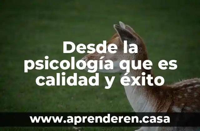 Desde la psicología que es calidad y éxito