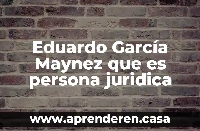 Eduardo García Maynez que es persona juridica