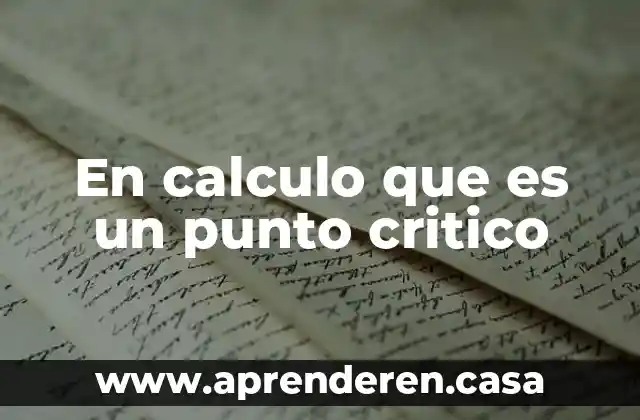 En calculo que es un punto critico