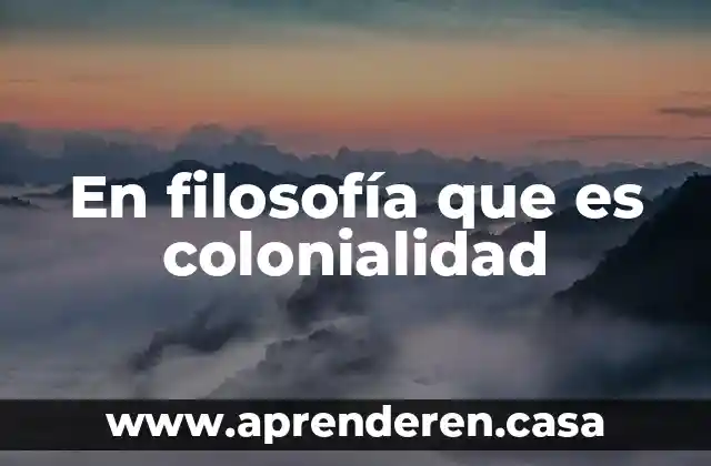 En filosofía que es colonialidad