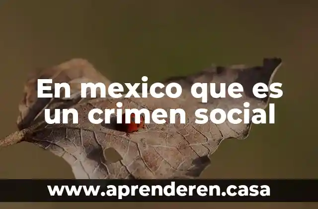En mexico que es un crimen social