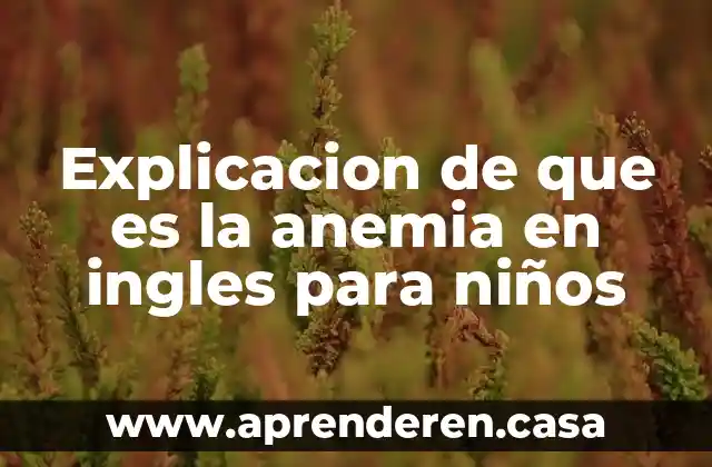 Explicacion de que es la anemia en ingles para niños