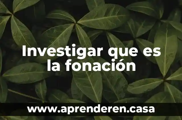 Investigar que es la fonación