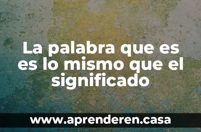 La palabra que es es lo mismo que el significado