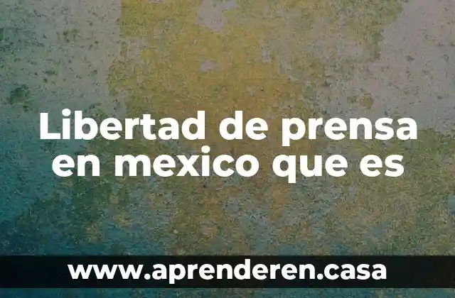 Libertad de prensa en mexico que es