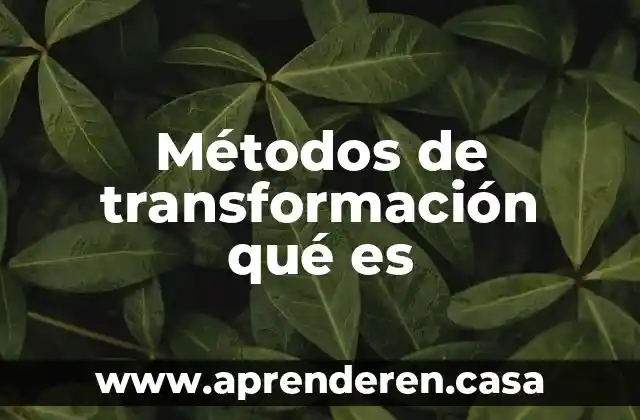 Métodos de transformación qué es