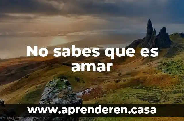No sabes que es amar
