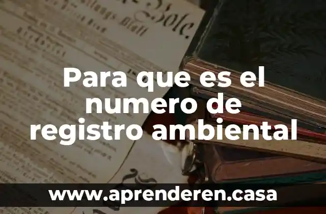 Para que es el numero de registro ambiental