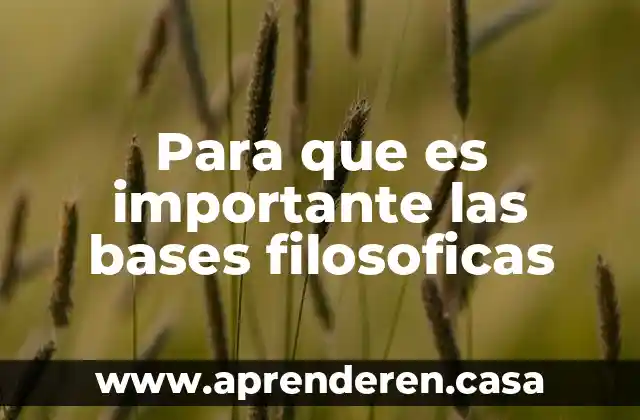 Para que es importante las bases filosoficas
