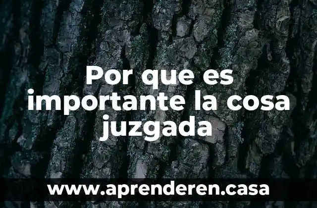 Por que es importante la cosa juzgada