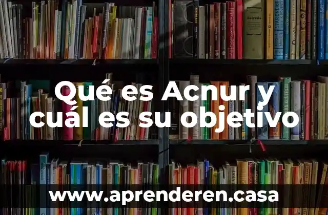 Qué es Acnur y cuál es su objetivo