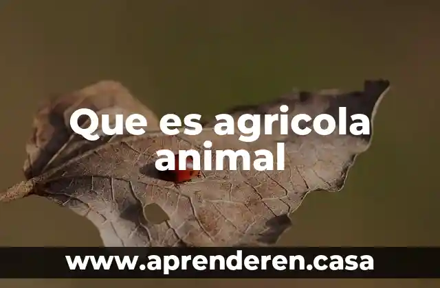 Que es agricola animal