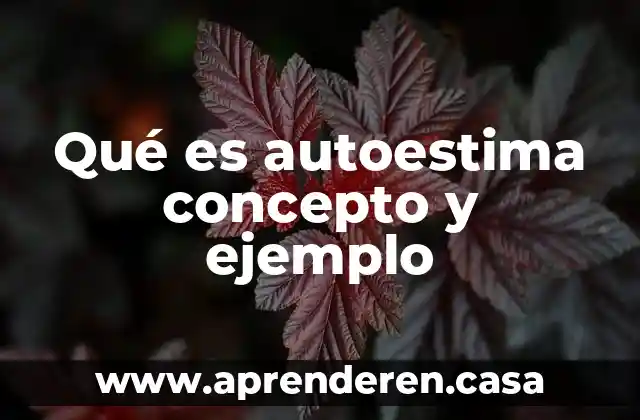 Qué es autoestima concepto y ejemplo