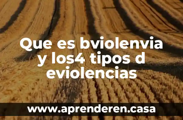 Que es bviolenvia y los4 tipos d eviolencias