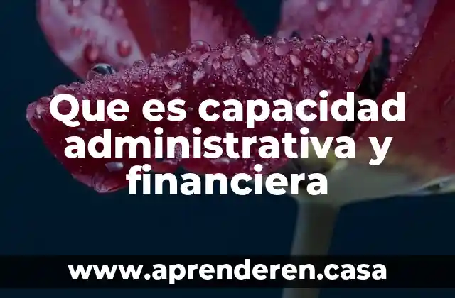 Que es capacidad administrativa y financiera