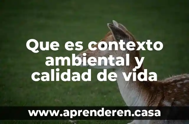 Que es contexto ambiental y calidad de vida