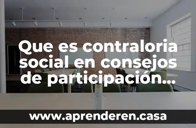 Que es contraloria social en consejos de participación social