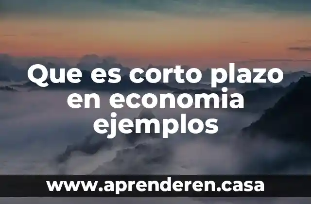 Que es corto plazo en economia ejemplos