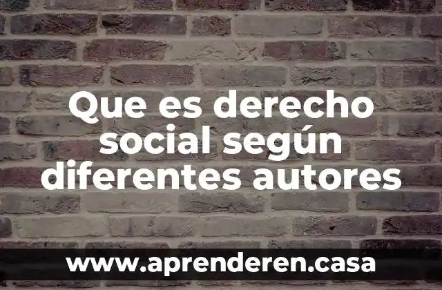 Que es derecho social según diferentes autores