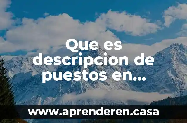 Que es descripcion de puestos en administracion