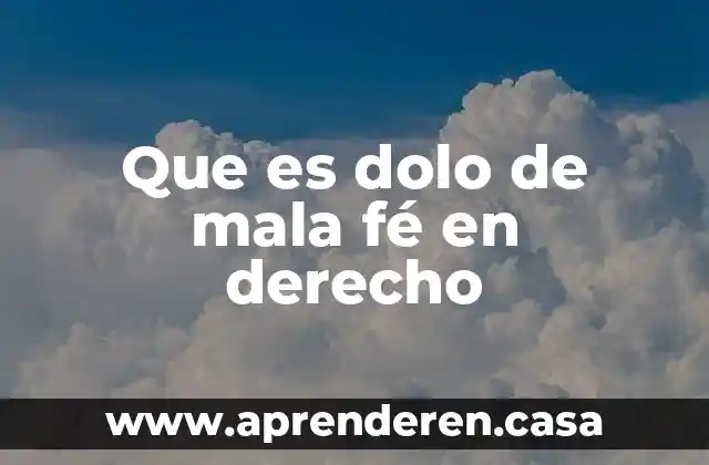 Que es persona mala 3 Que es dolo de mala fé en derecho