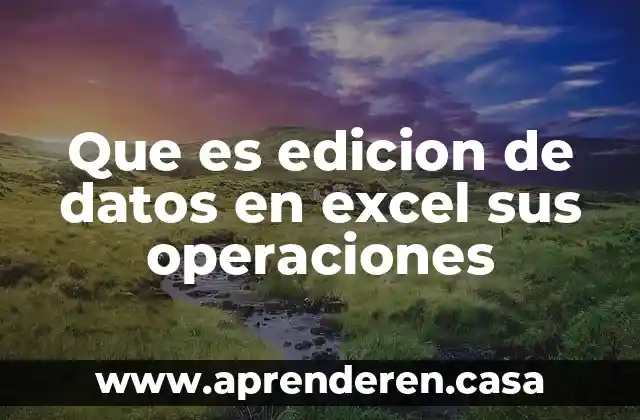 Que es edicion de datos en excel sus operaciones