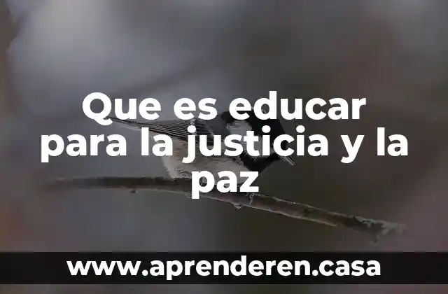 Que es educar para la justicia y la paz