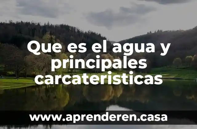 Que es el agua y principales carcateristicas