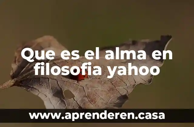 Que es el alma en filosofia yahoo