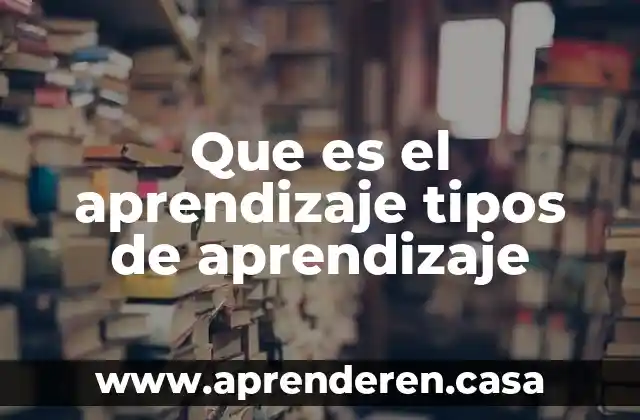 Que es el aprendizaje tipos de aprendizaje