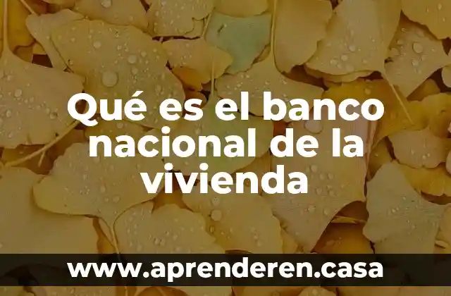 Qué es el banco nacional de la vivienda