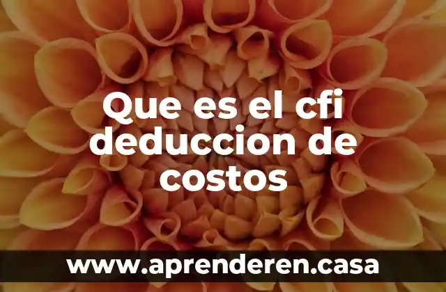 Presupuesto de costos que es 5 Que es el cfi deduccion de costos