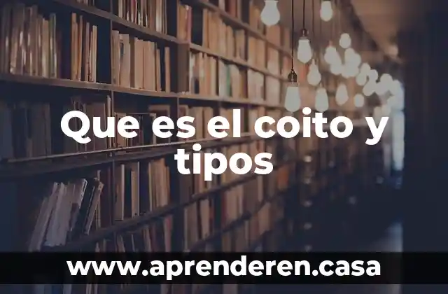 Que es el coito y tipos
