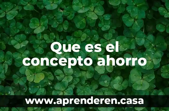 Que es el concepto ahorro