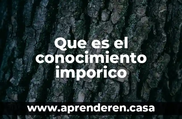 Que es el conocimiento imporico