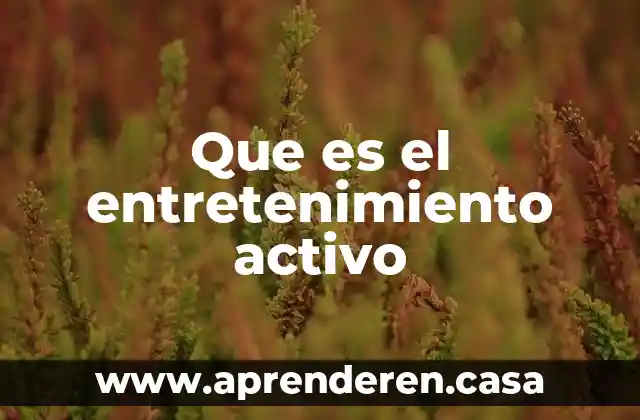 Que es el entretenimiento activo