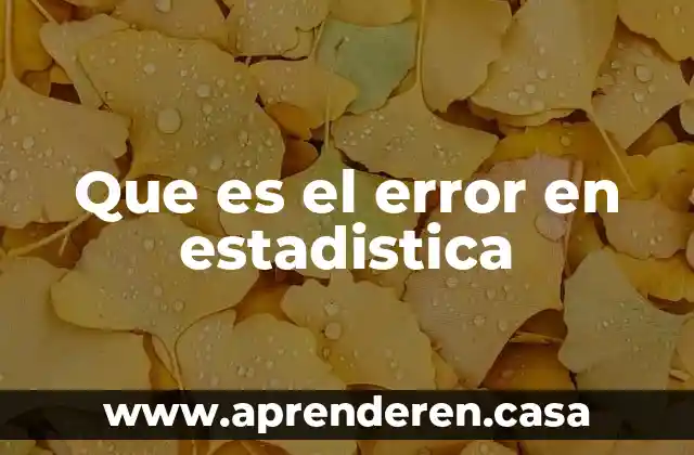 Que es el error en estadistica