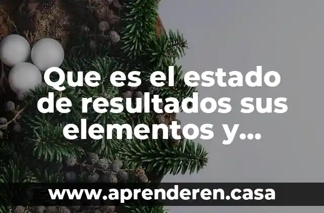 Que es el estado de resultados sus elementos y clasificacion