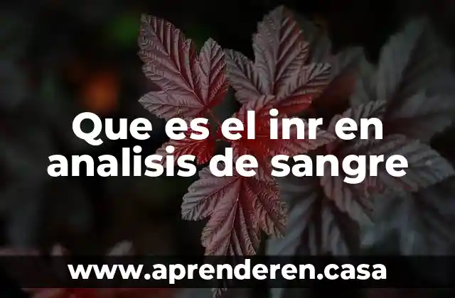 Que es el inr en analisis de sangre