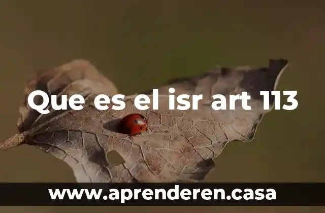 Qué es un speed art 5 Que es el isr art 113