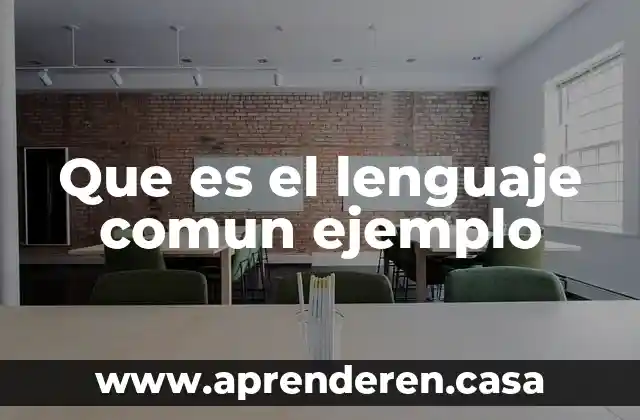 Que es el lenguaje comun ejemplo