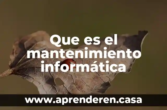 Que es el mantenimiento informática